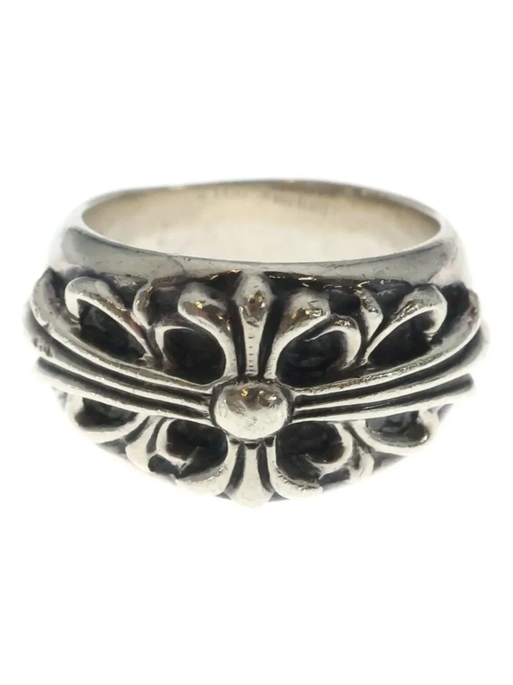 Chrome Hearts Flrl Floral Cross Ring Silver